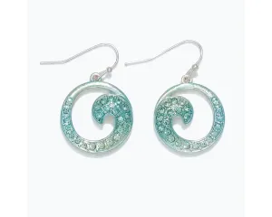 Aqua Metallic Open Waves Earrings