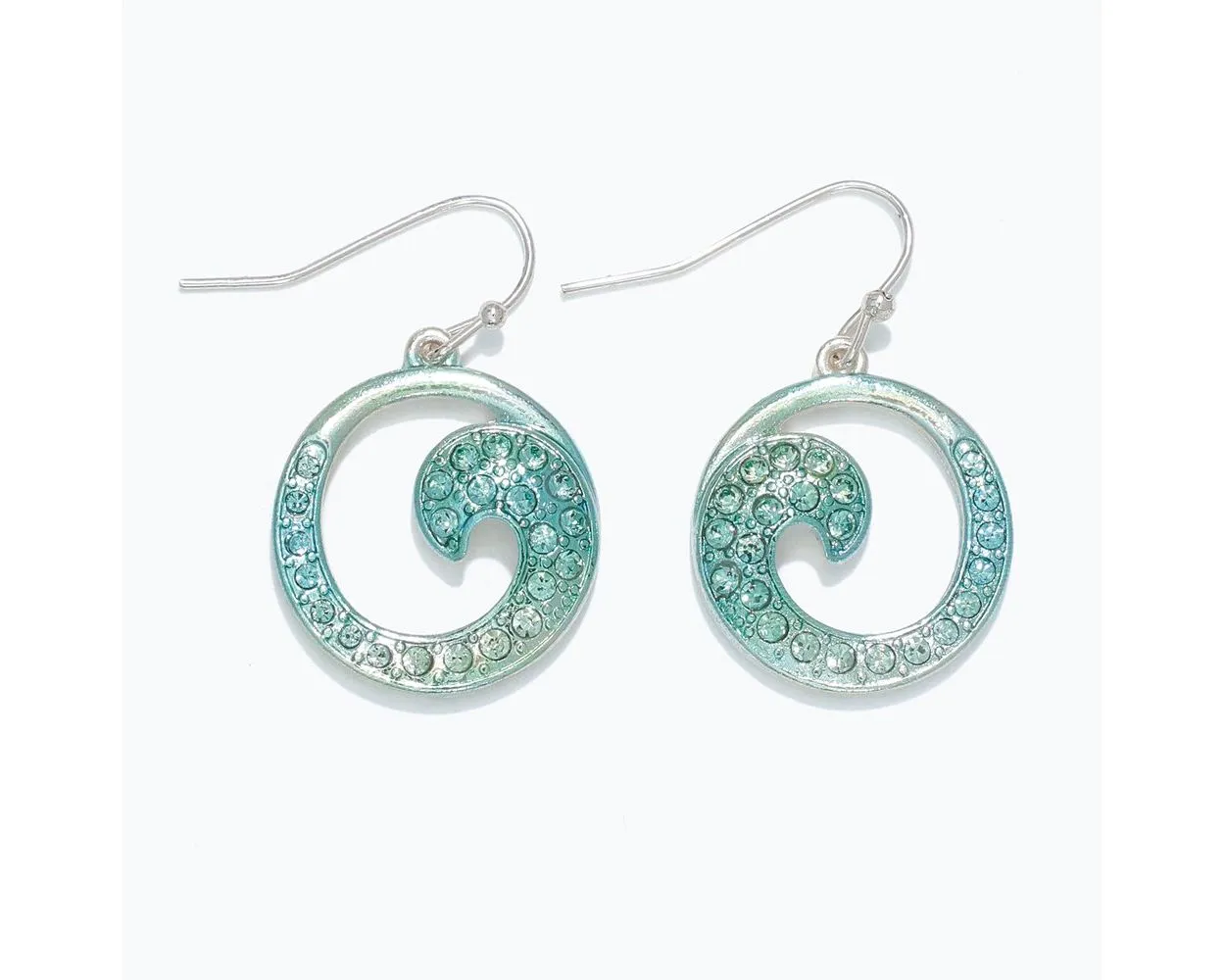 Aqua Metallic Open Waves Earrings