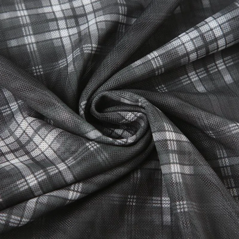 Asymmetrical Plaid Ruffle Skirt