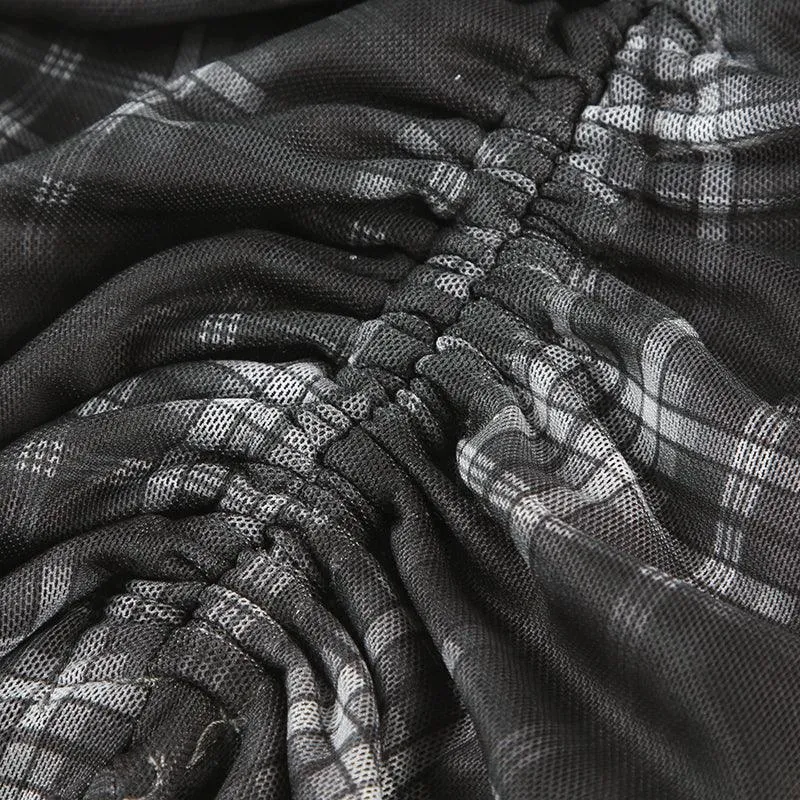 Asymmetrical Plaid Ruffle Skirt