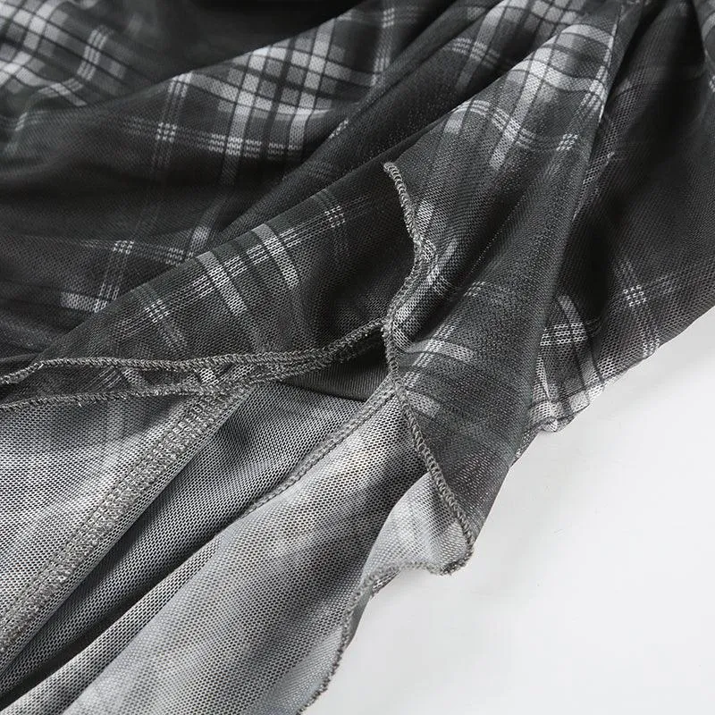 Asymmetrical Plaid Ruffle Skirt