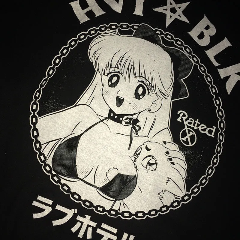 benpaolv 2K Animecore Girl HVY BLK Dark Fashion T-Shirt E-Kids
