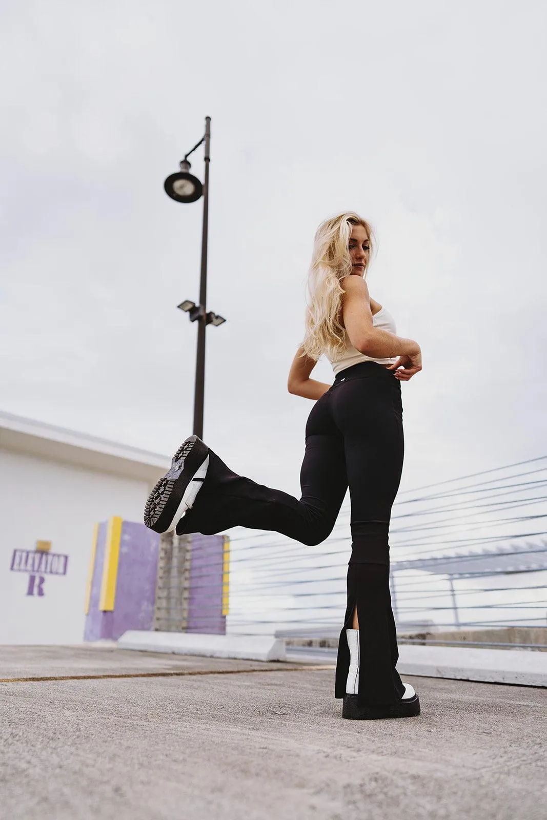 Black Kick Back Flare Pant