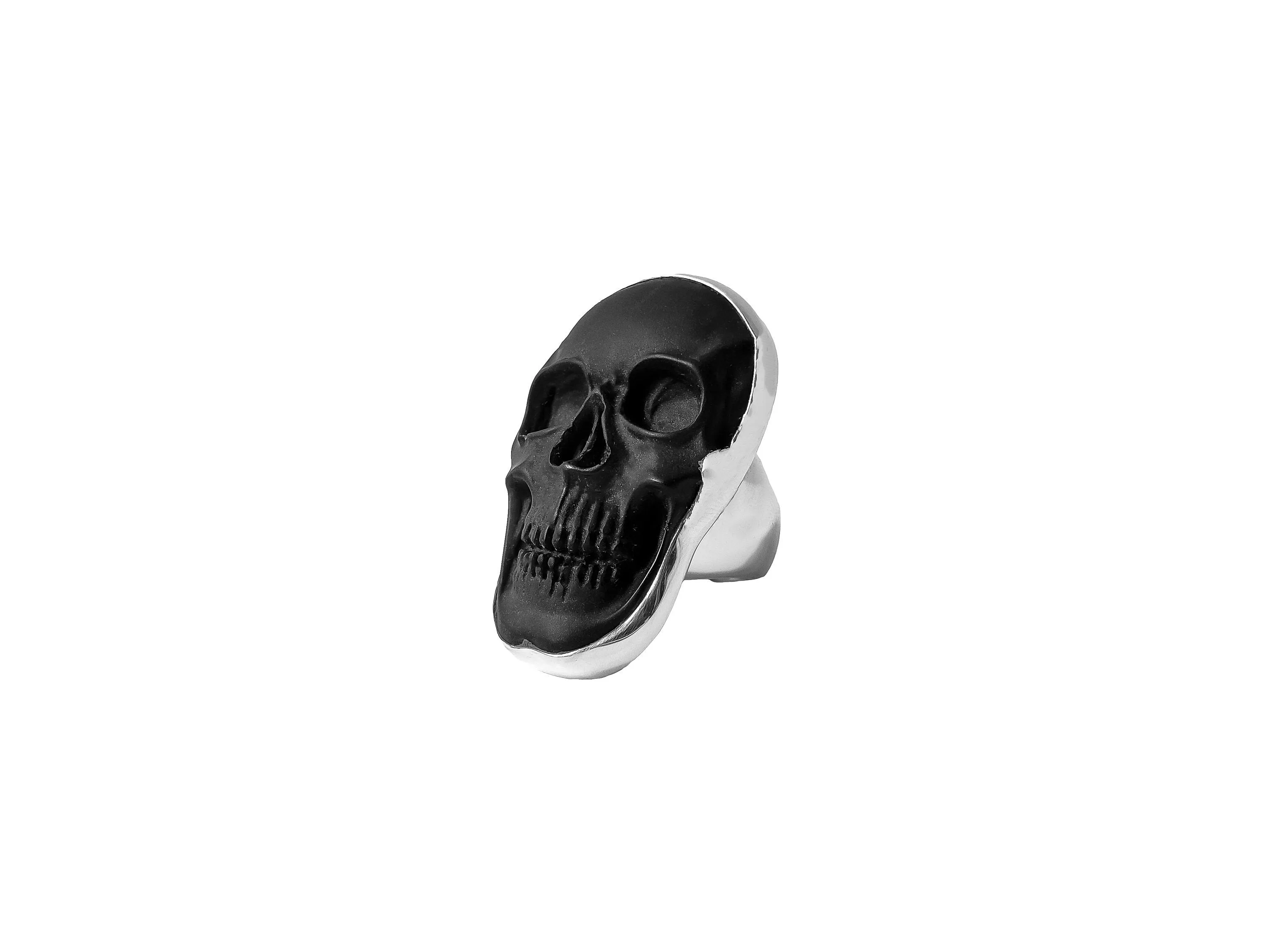 Carved Rock and Silver SKULL Ring : Your Choice of Stone