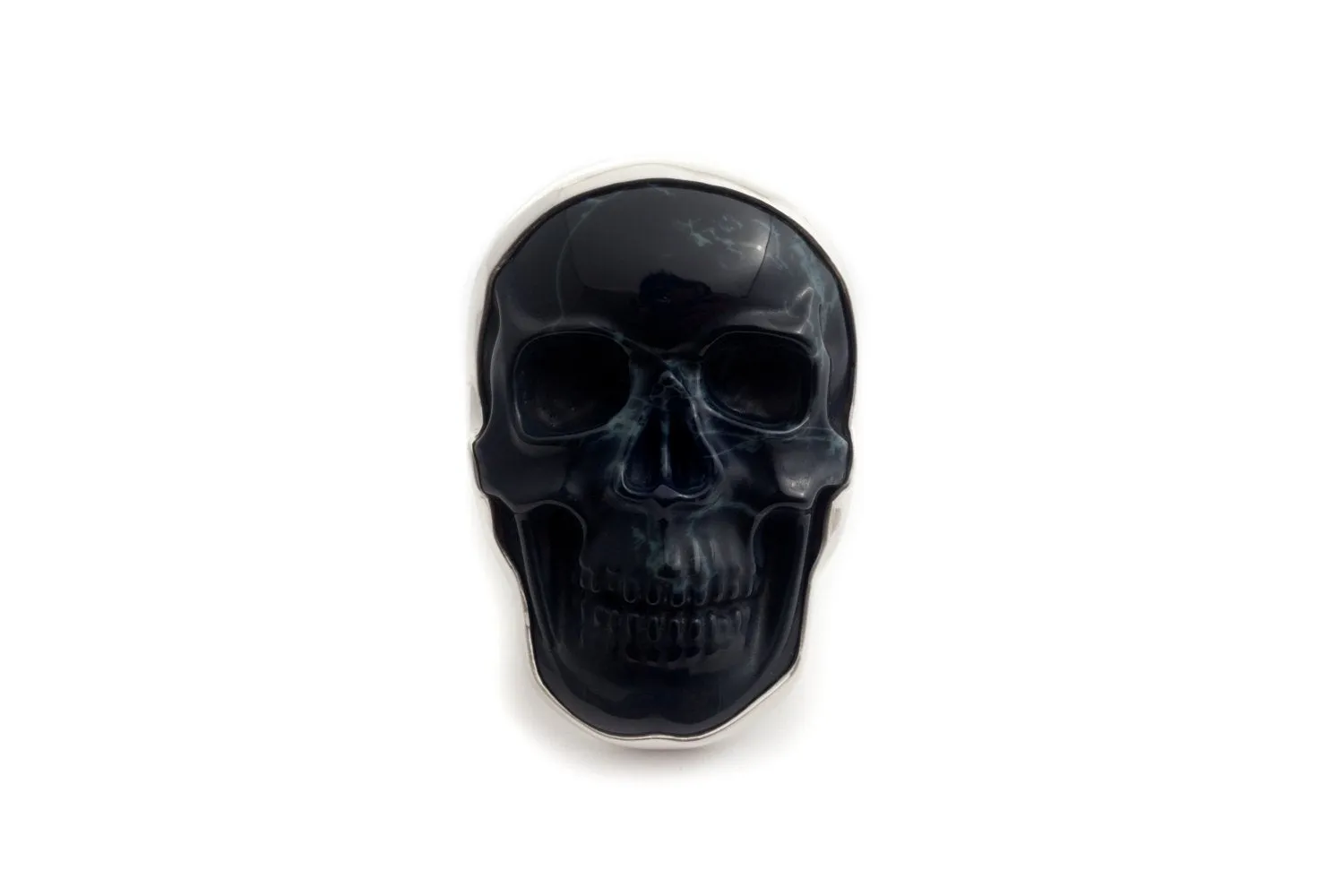 Carved Rock and Silver SKULL Ring : Your Choice of Stone