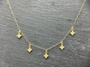 Dangling Diamond Drop Necklace