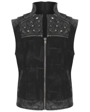 Devil Fashion Mens Spineshank Apocalyptic Punk Spiked Waistcoat Vest