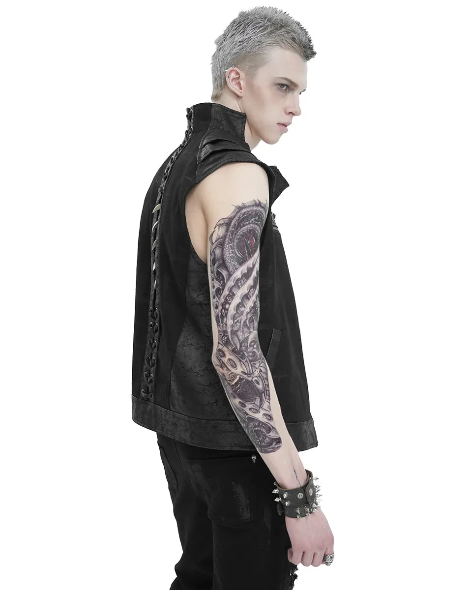 Devil Fashion Mens Spineshank Apocalyptic Punk Spiked Waistcoat Vest