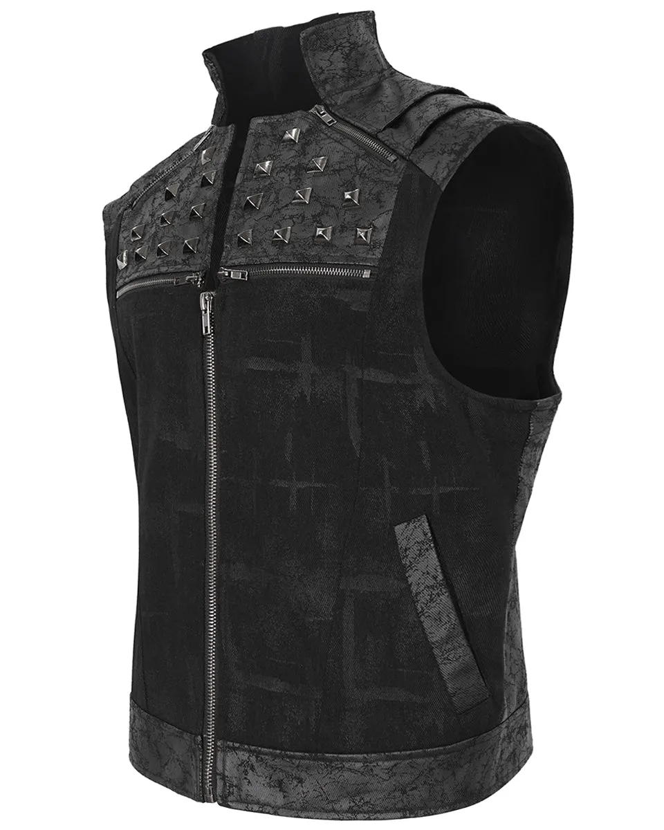 Devil Fashion Mens Spineshank Apocalyptic Punk Spiked Waistcoat Vest