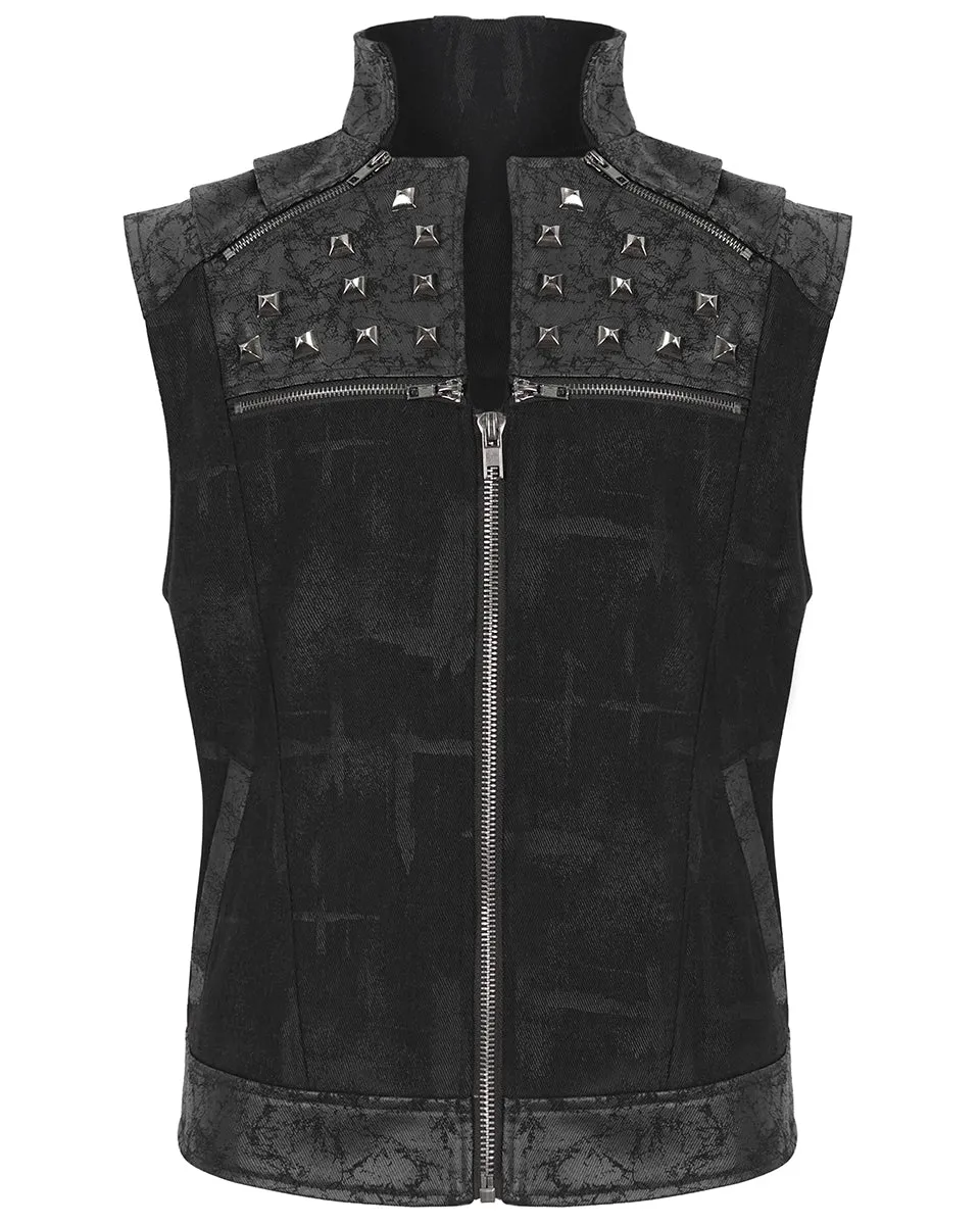 Devil Fashion Mens Spineshank Apocalyptic Punk Spiked Waistcoat Vest