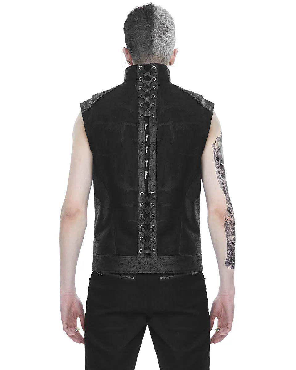 Devil Fashion Mens Spineshank Apocalyptic Punk Spiked Waistcoat Vest