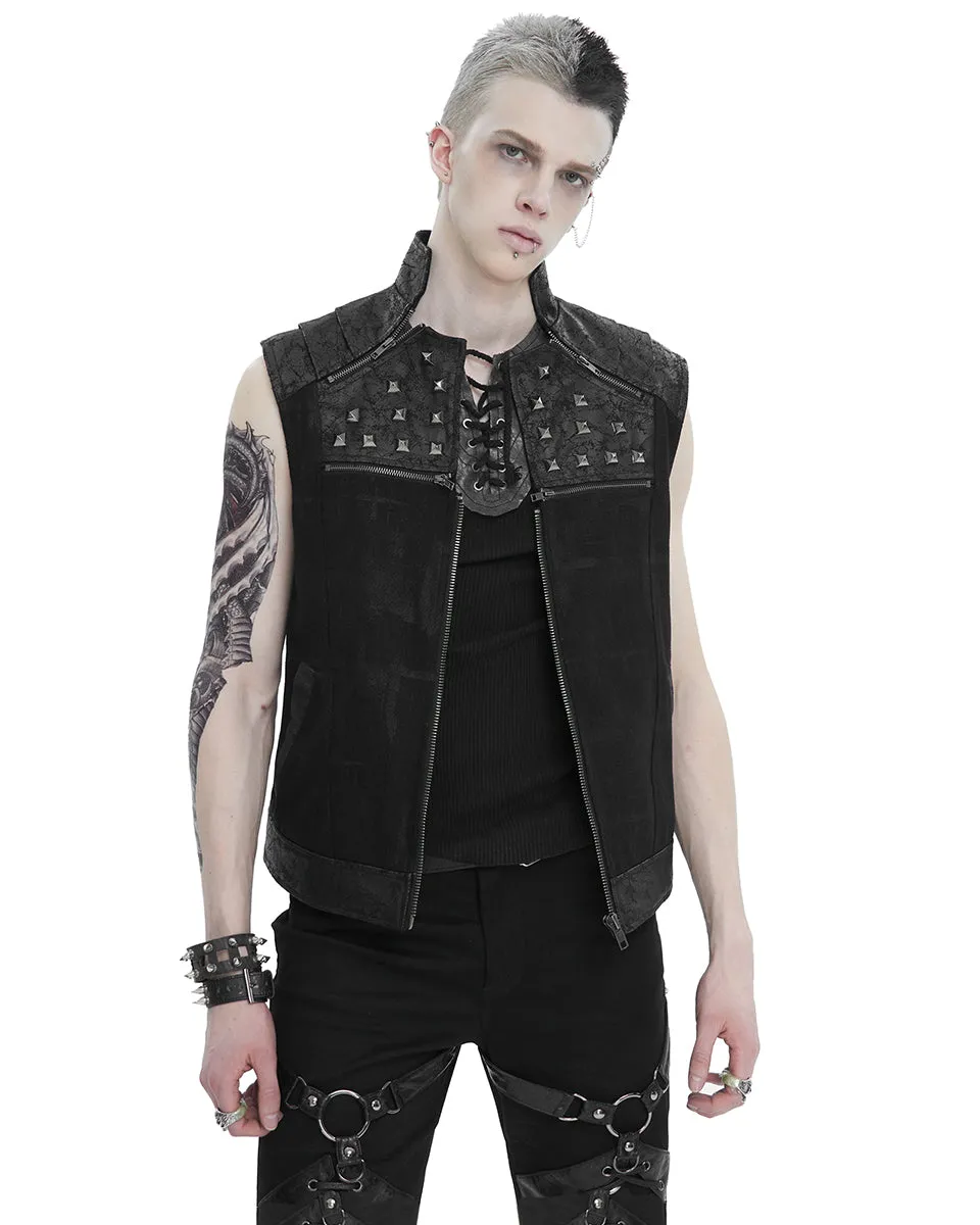 Devil Fashion Mens Spineshank Apocalyptic Punk Spiked Waistcoat Vest
