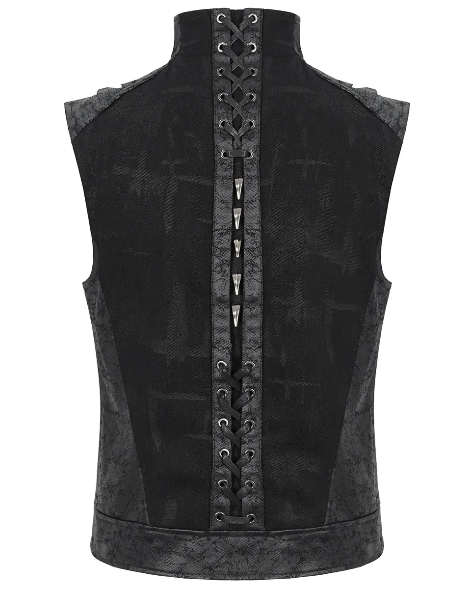 Devil Fashion Mens Spineshank Apocalyptic Punk Spiked Waistcoat Vest