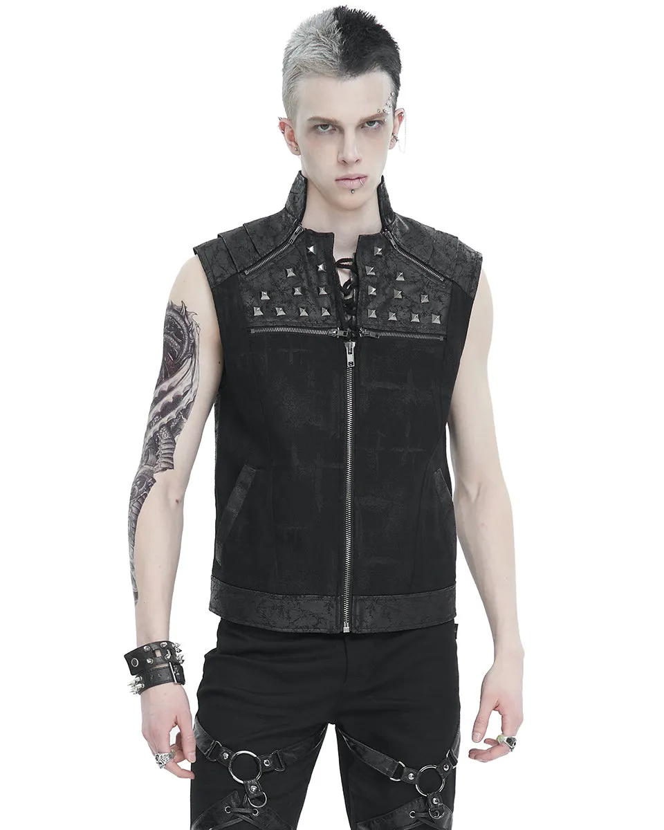 Devil Fashion Mens Spineshank Apocalyptic Punk Spiked Waistcoat Vest