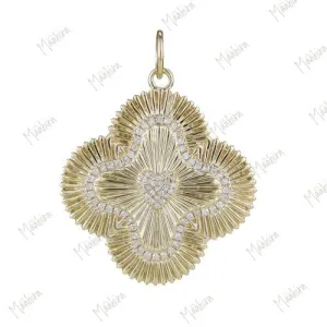 Diamond Sunrays Clover shape Pendant 29mm