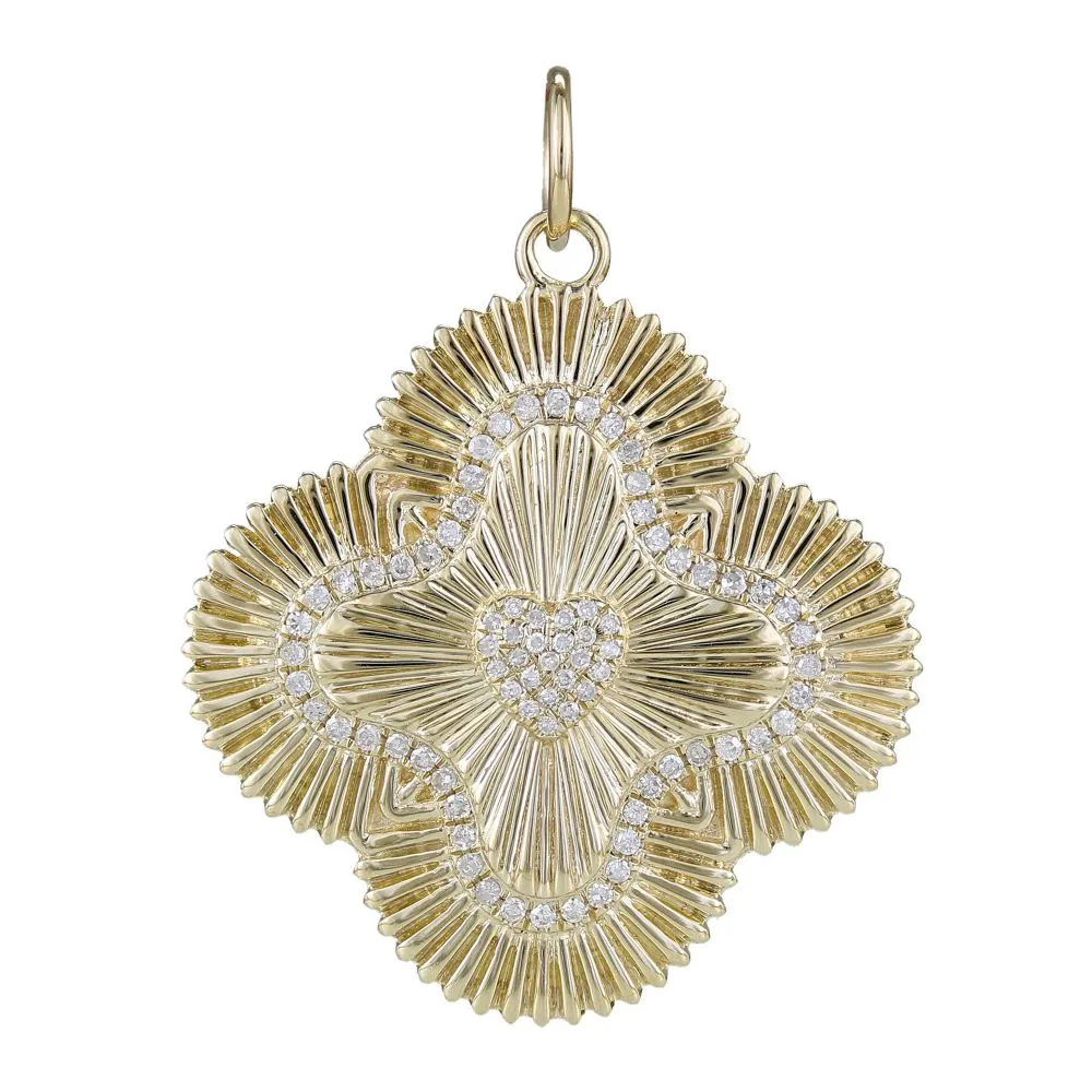 Diamond Sunrays Clover shape Pendant 29mm