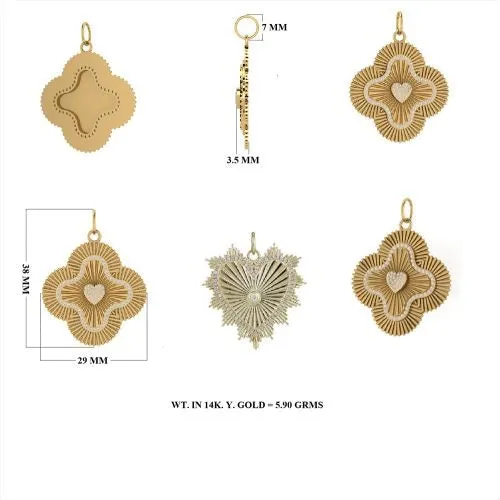 Diamond Sunrays Clover shape Pendant 29mm
