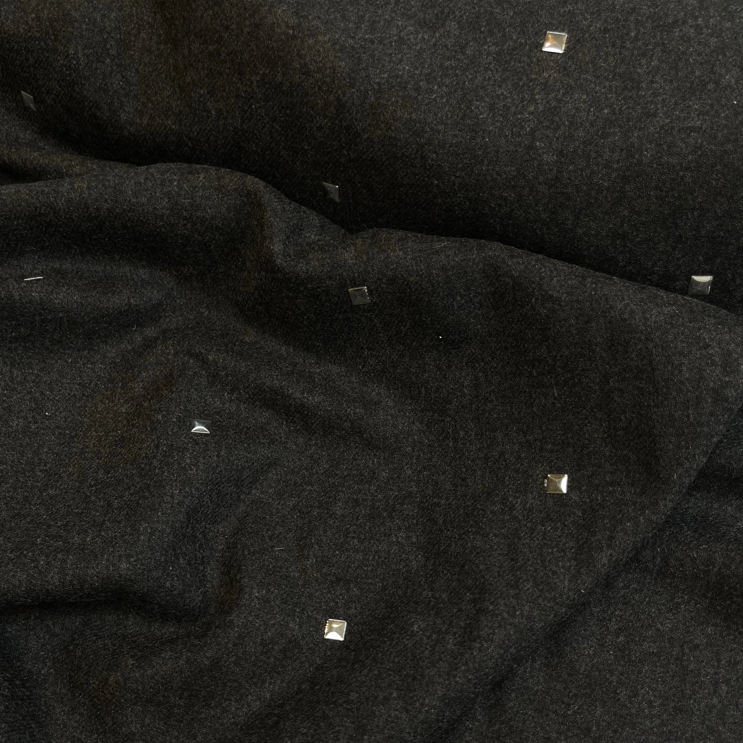 Grey Marle Studded Wool Flannel