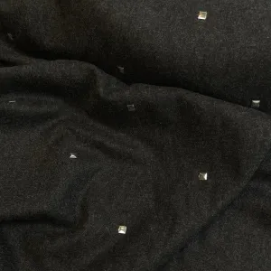 Grey Marle Studded Wool Flannel