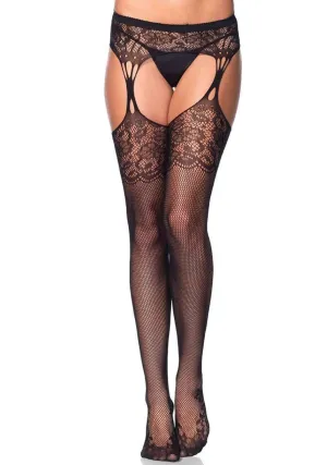 Iris Fishnet with Garter - O/S (Black)