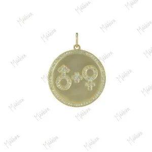 Male Female Symbol Disc Pendant