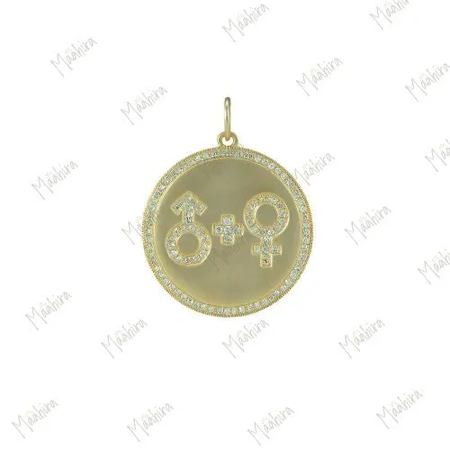 Male Female Symbol Disc Pendant
