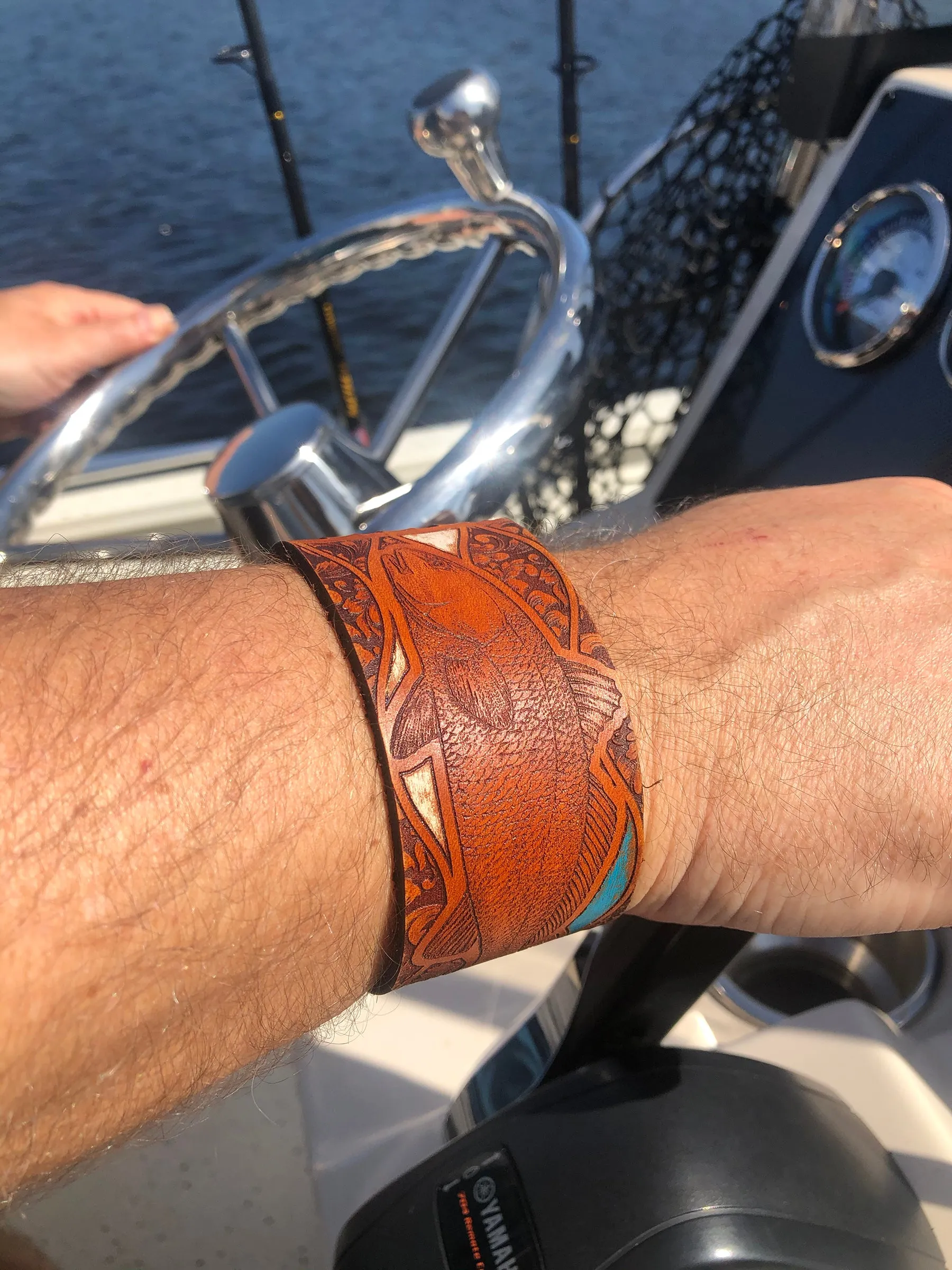 Men's Leather Wristband - Redfish Fancy Pants