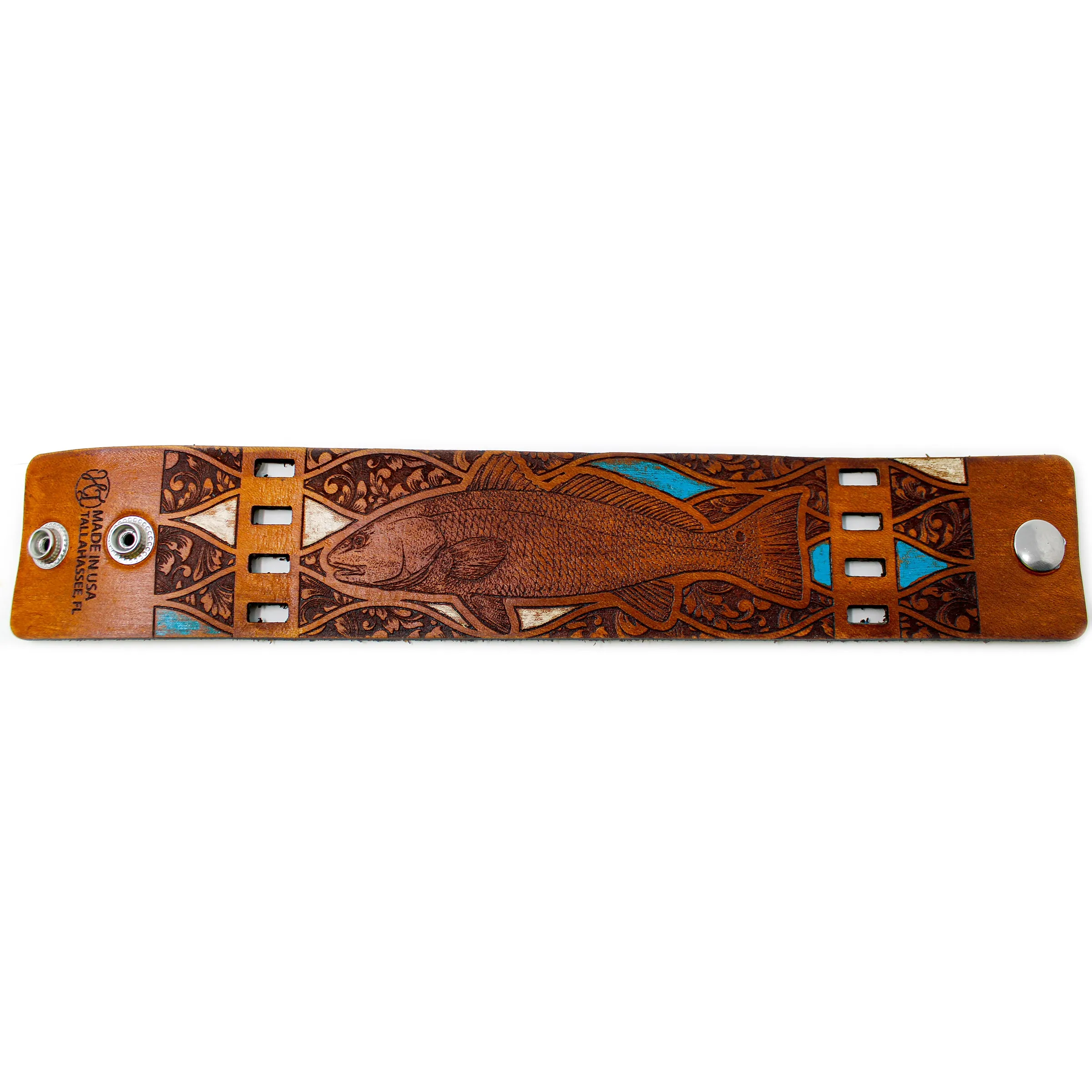 Men's Leather Wristband - Redfish Fancy Pants