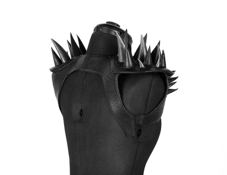 Modular Spike Epaulette in Black Leather