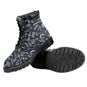 Music Notes Print on Demand Artwork Combat Style Boots (Unisex)