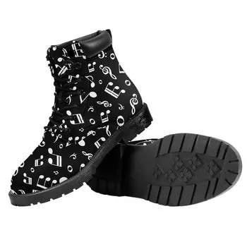 Music Notes Print on Demand Artwork Combat Style Boots (Unisex)