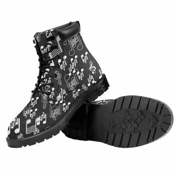 Music Notes Print on Demand Artwork Combat Style Boots (Unisex)