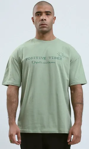 o188746 - Olive Elbow-Sleeves Tee with Round Neck
