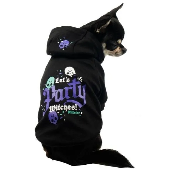 Pets Hoodie | Let's Party Witches Graphic | Black Purple Soft Cotton