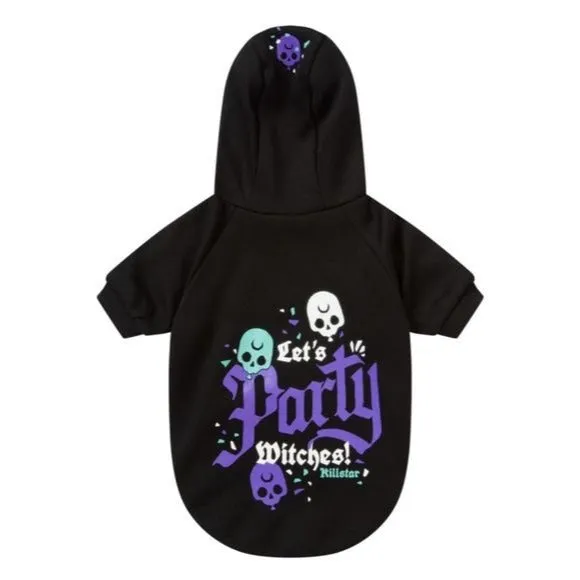 Pets Hoodie | Let's Party Witches Graphic | Black Purple Soft Cotton