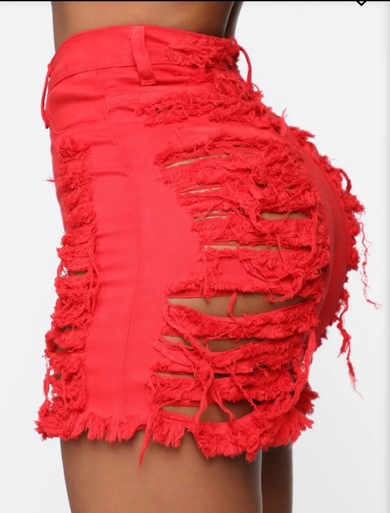 Red ripped shorts