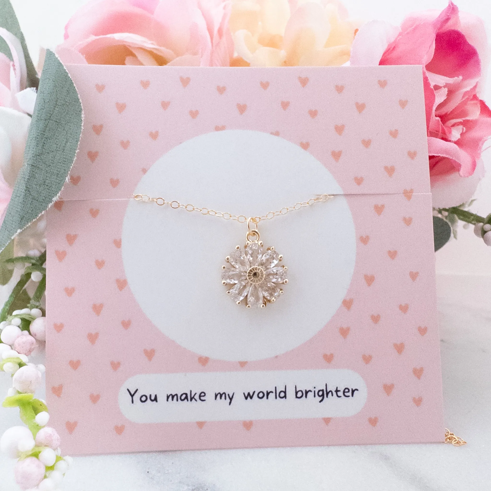 Rhinestone Daisy Flower Necklace