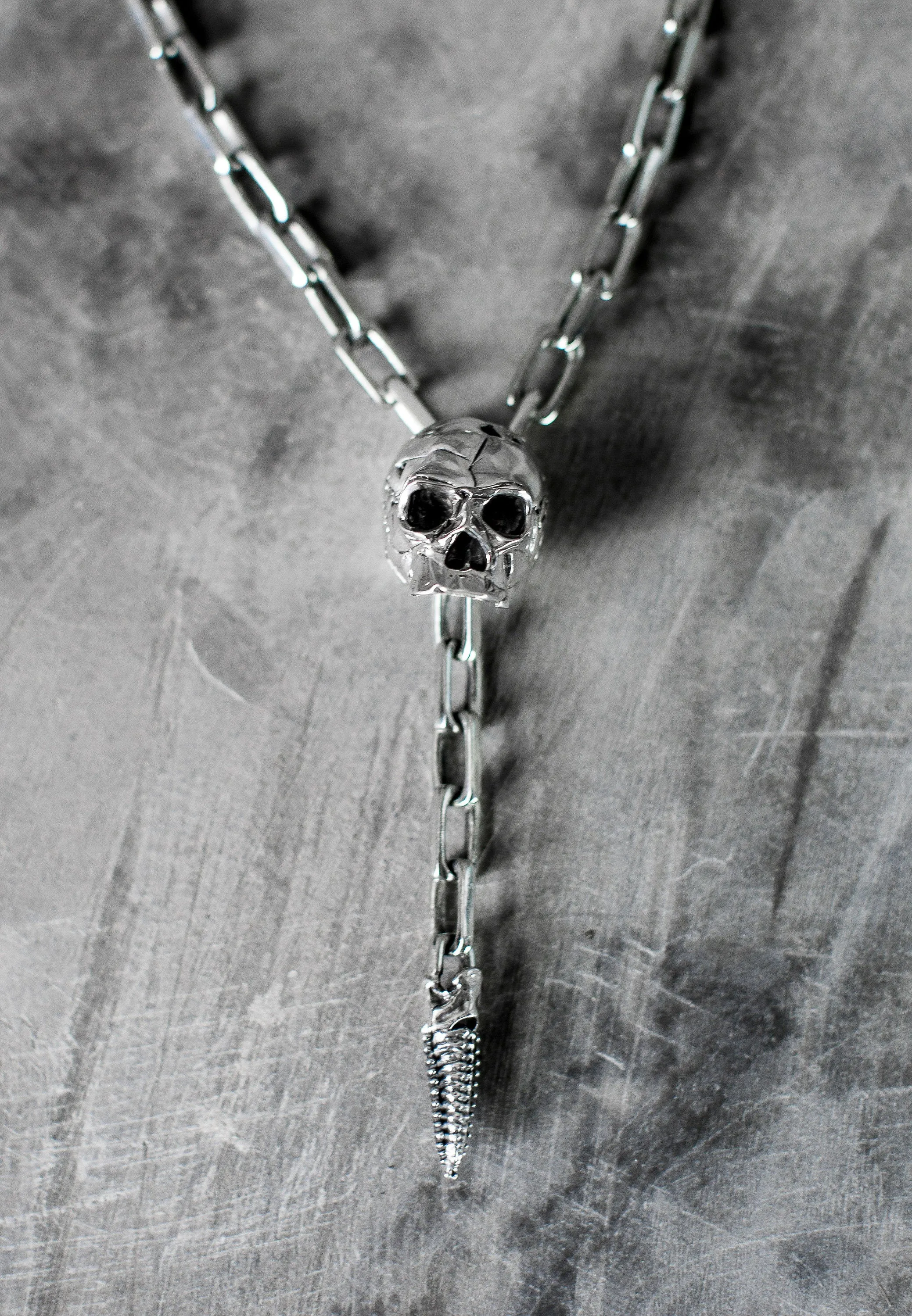 Silver Skull w/ Alien Spine Lariat