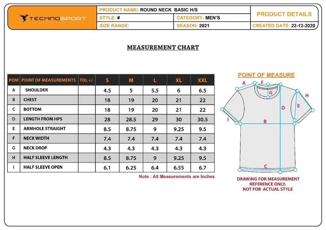TechnoSport Crew Neck Half Sleeve Dry Fit T Shirt for Men OR-50 (Dark Grey)