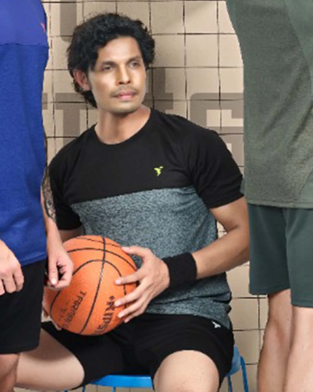 TechnoSport Crew Neck Half Sleeve Dry Fit T Shirt for Men P-516 (Black/Dark Grey)