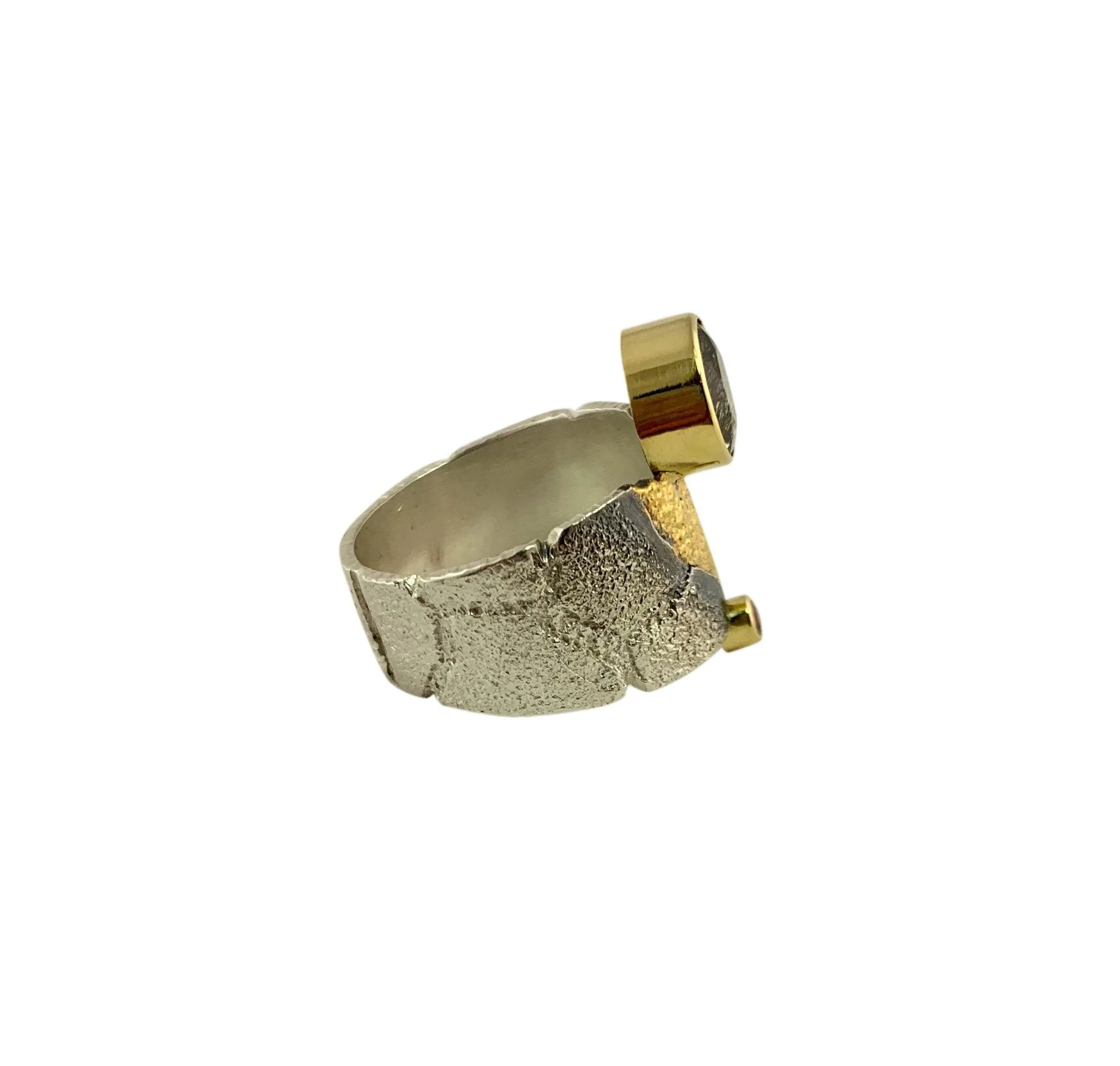 Wide San Andreas Band with Ruby and Black Tourmaline Quartz