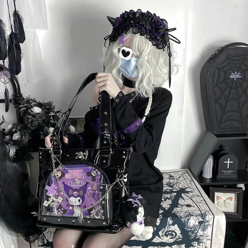 Window of Skeleton Rivets Studded Ita Tote Bag