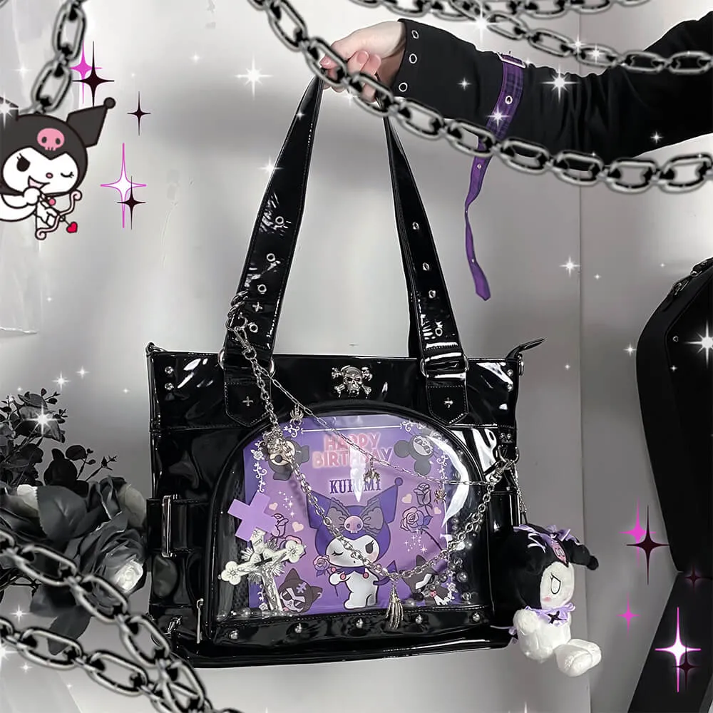 Window of Skeleton Rivets Studded Ita Tote Bag