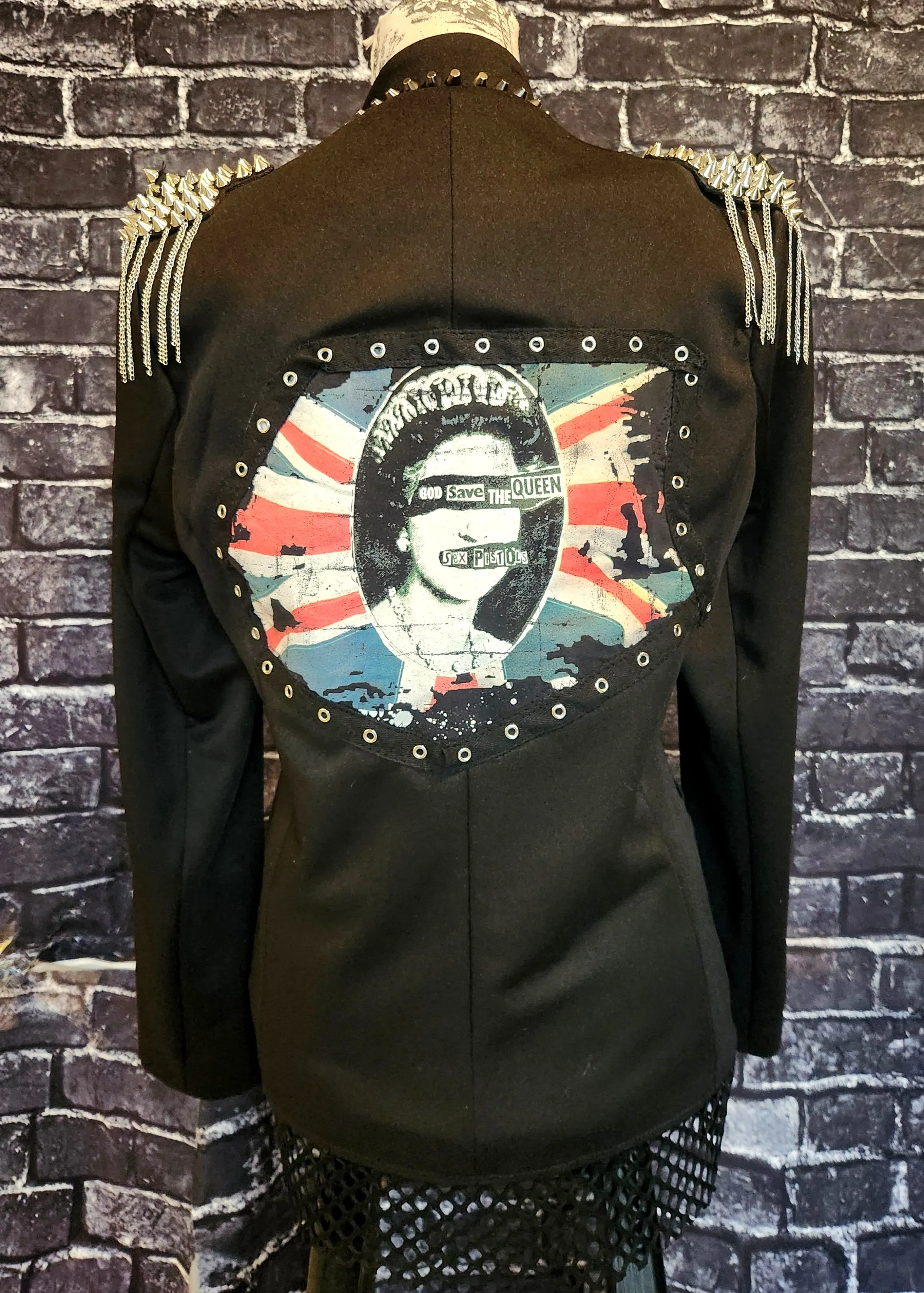 Womens Punk Rock reworked/ upcycled blazer jacket- size M/L fit 8/9