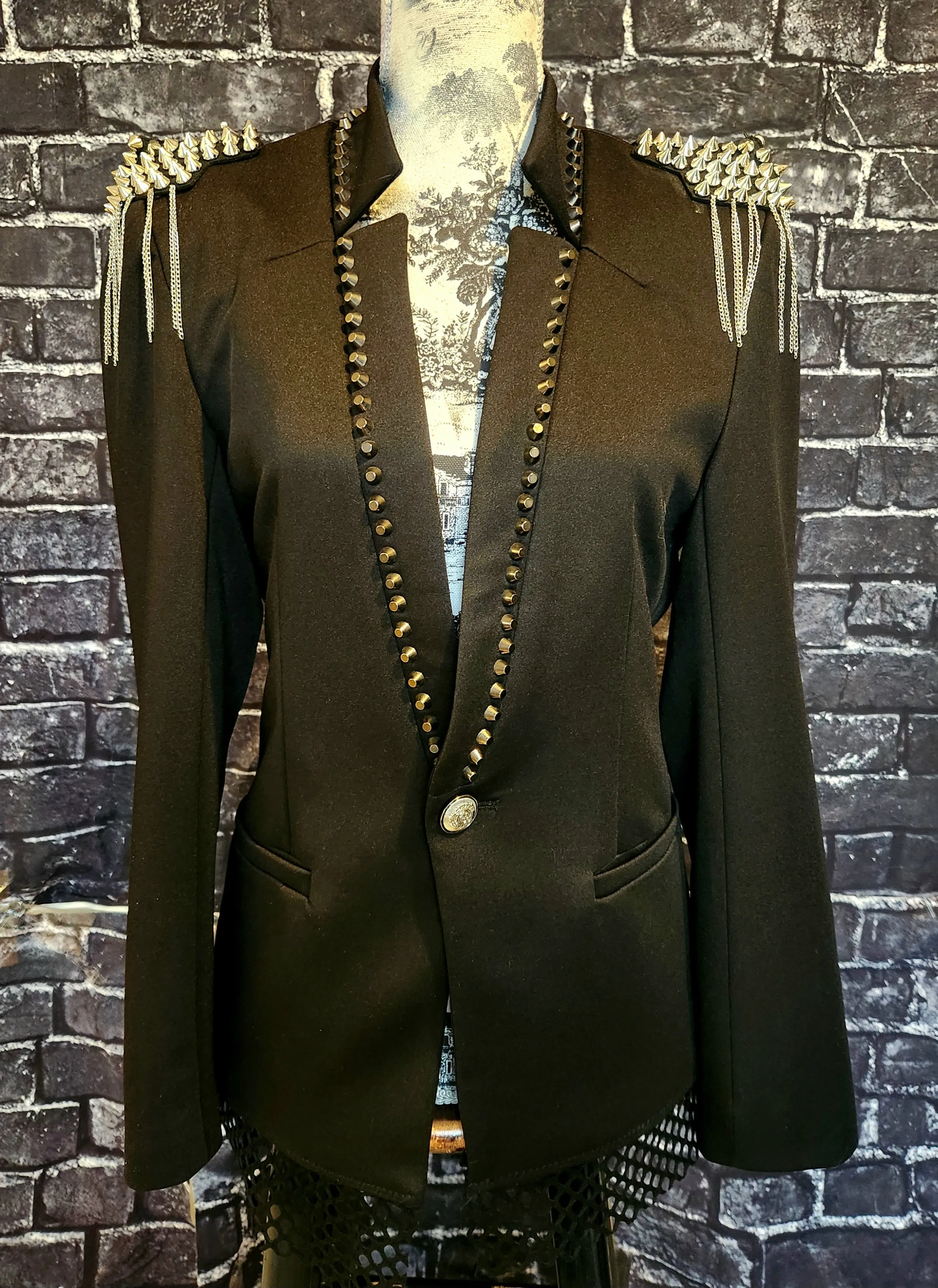 Womens Punk Rock reworked/ upcycled blazer jacket- size M/L fit 8/9