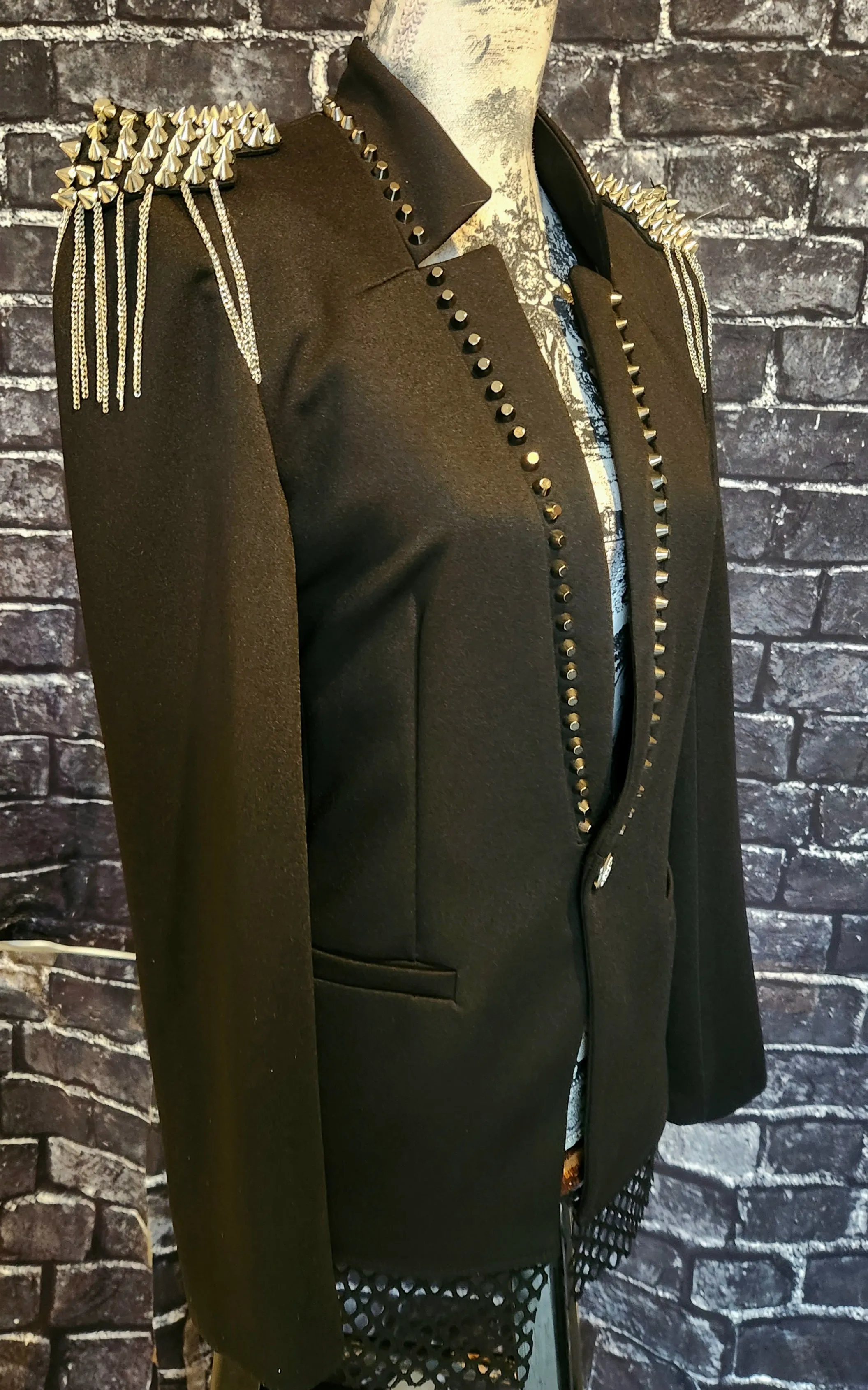 Womens Punk Rock reworked/ upcycled blazer jacket- size M/L fit 8/9
