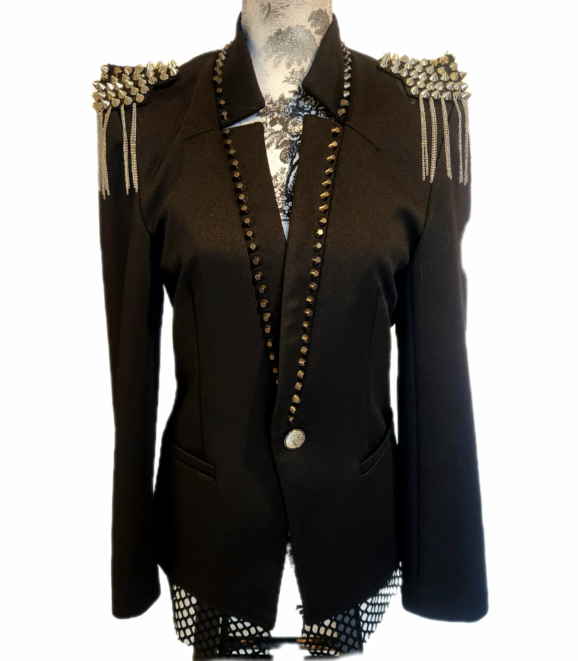 Womens Punk Rock reworked/ upcycled blazer jacket- size M/L fit 8/9